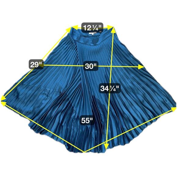 Vince x Revolve Mixed Media Micro Pleats Teal Zip Midi Skirt Sz 4 MSRP $345 - Picture 7 of 7